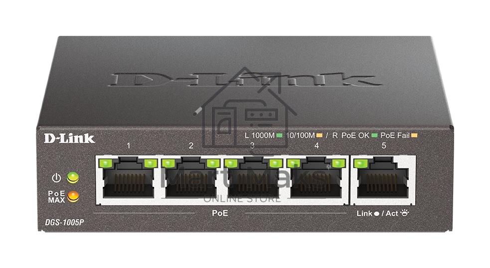 Коммутатор D-Link DGS-1005P/B3A, 5×1 Гбит/с, неуправляемый