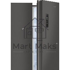 Холодильник Weissgauff WSBS 500 Inverter NoFrost Dark Grey двухкамерный 270/180л морозилка слева, No Frost, Side by Side