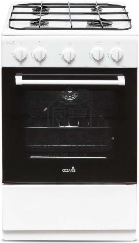 Плита газовая Cezaris ПГ 2150-00 белый, конфорок 4 шт, духовка 43 л, 51 см x 85 см x 55 см