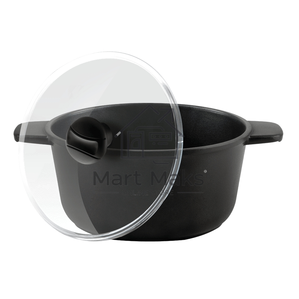 Кастрюля Maunfeld Osvald MF22SVLD03CR универсальная из литого алюминия со стеклянной крышкой, 3 л