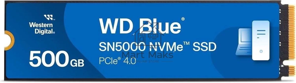 Накопитель SSD WD Blue SN5000, 500Gb, PCIe 4.0 x4, M.2 2280, NVMe, R/W 5000/4000