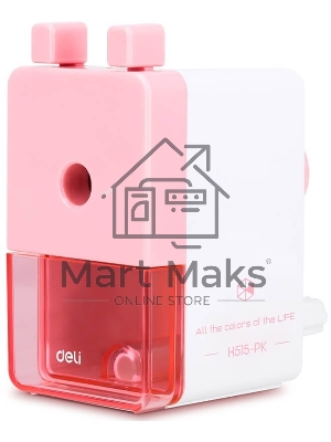 Точилка для карандашей механическая Deli EH515-PK, 1 отверстие, пластик, розовый/белый, пластиковый бокс
