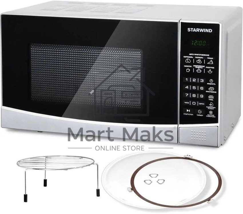Микроволновая печь Starwind SMW2820 серебристый/черный, 20 л, 700 Вт, переключатели - сенсор