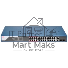 Коммутатор Hikvision DS-3E1326P-EI, 24×100 Мбит/с PoE+ + 2×1 Гбит/с Combo, управляемый