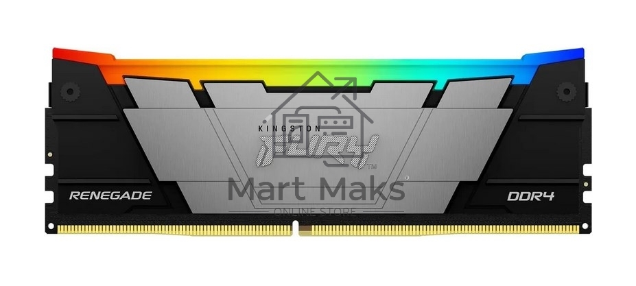 Оперативная память Kingston Fury Renegade, DDR4, 32GB (1x32GB), 3200MHz, CL16, DIMM, с радиатором, RGB, серебристый/черный