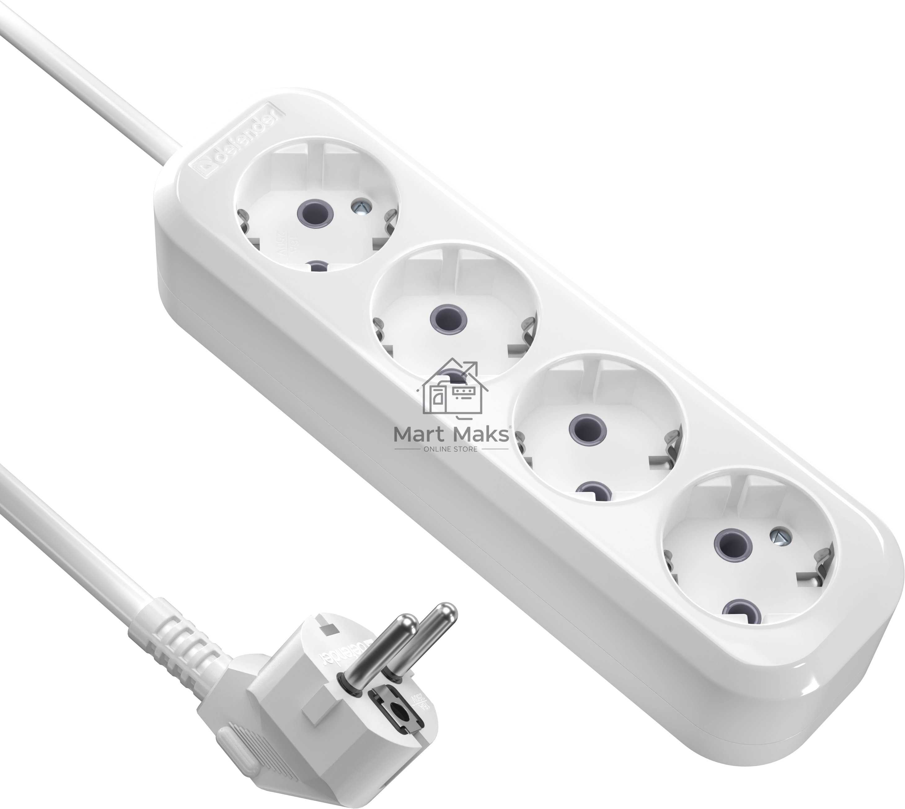 Удлинитель с заземлением Defender R340 16 А, 3 м, заземление