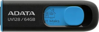 Флешка USB ADATA UV128 (AUV128-64G-RBE), 64Gb, USB 3.0, R/W 100/30, черный/синий