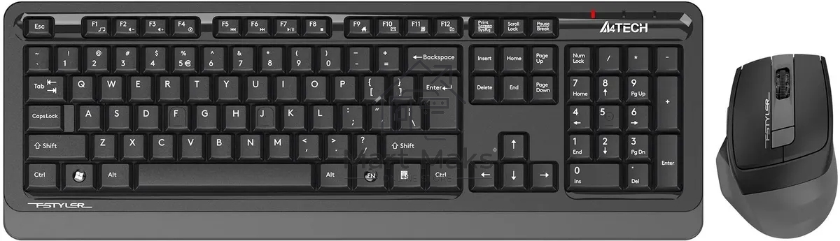 Комплект клавиатура+мышь A4Tech FStyler FG1035 беспроводной, USB, 2000 DPI, чёрный/серый