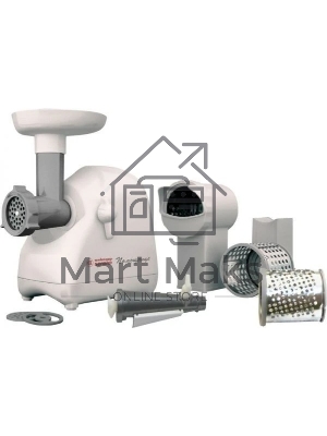 Мясорубка электрическая Белвар Помощница КЭМ-П2У 302-06 белый, 1500 Вт, 0.4 кг/мин, реверс, насадки - 9