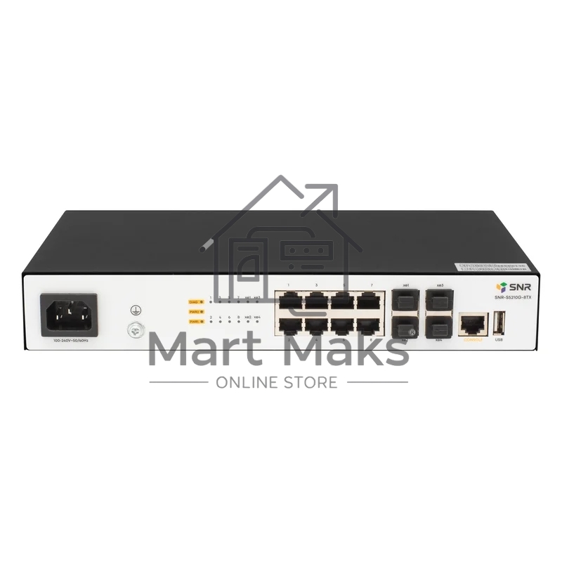 Коммутатор SNR SNR-S5210G-8TX, 8×1 Гбит/с + 4×10 Гбит/с SFP+, управляемый