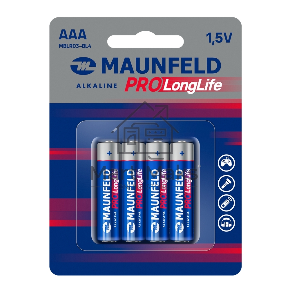 Батарейки Maunfeld PRO Long Life Alkaline ААА(LR03) MBLR03-BL4, блистер 4 шт.