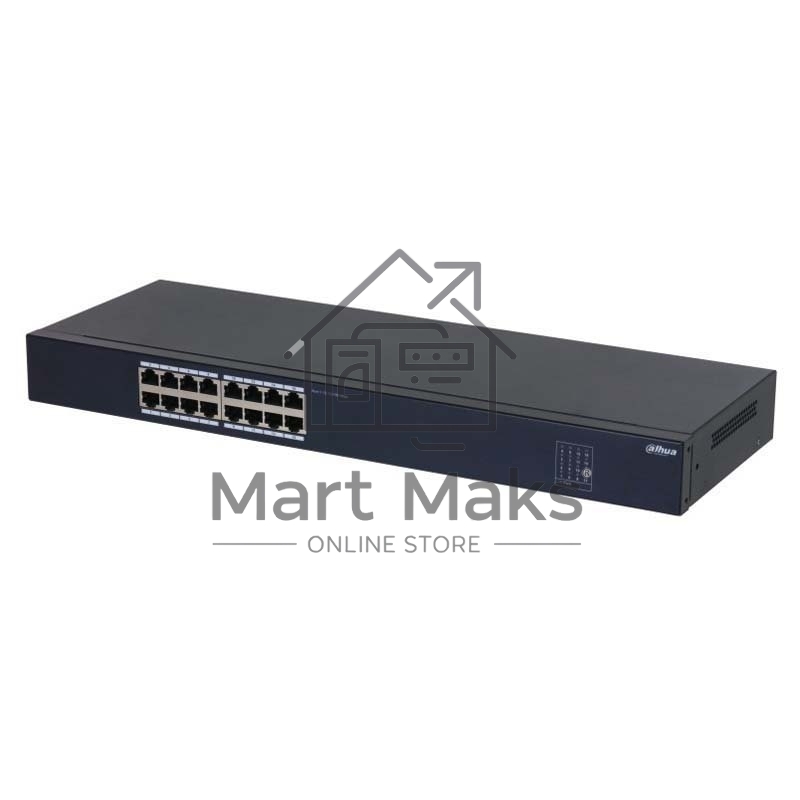 Неуправляемый 16-портовый коммутатор DAHUA DH-SF1016 16xRJ45 100Mb, коммутация 3.2 Gbит/с, MAC-таблица 8К, металл