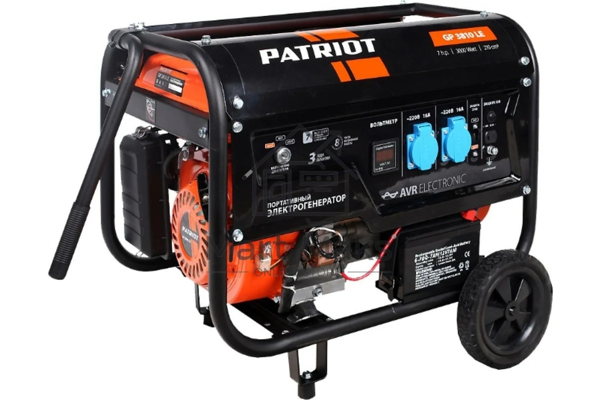 Электрогенератор бензиновый Patriot GP 3810LE, 3 кВт, 67 дБ, 49 кг