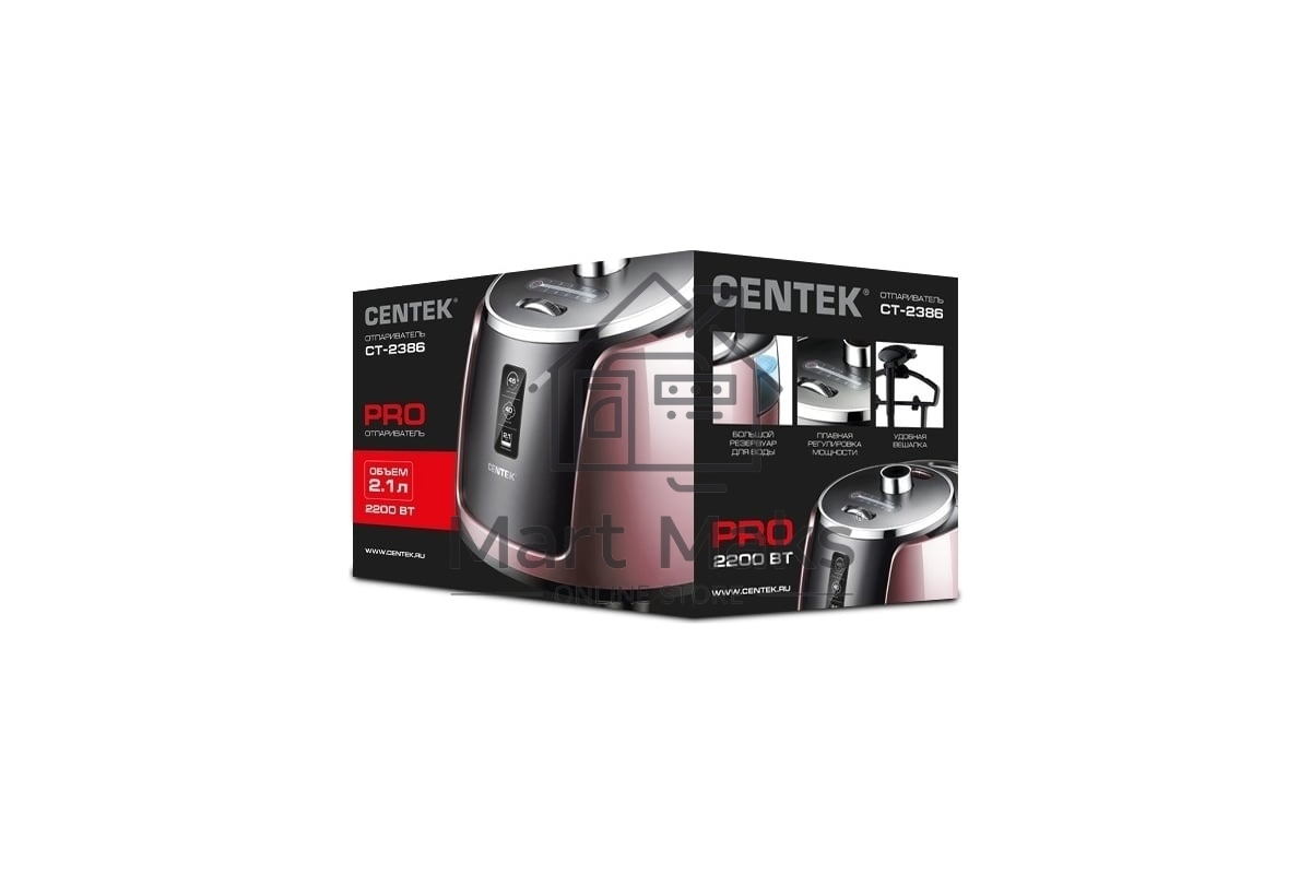 Отпариватель Centek CT-2386 розовый, 2200 Вт, 40 г/мин, 2100 мл