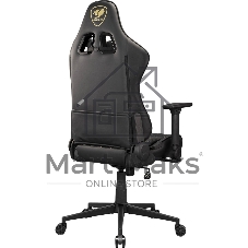 Кресло Cougar Armor One V2 Gold чёрный, экокожа, 120 кг, подголовник, регулируемые подлокотники, механизм качания