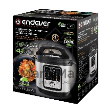 Мультиварка-скороварка Endever Vita-141 черный/стальной, 6.0 л, 1300 Вт, механическое, 18 программ