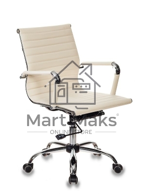 Кресло руководителя Бюрократ CH-883-LOW/IVORY слоновая кость, низкая спинка, искусственная кожа, крестовина хром