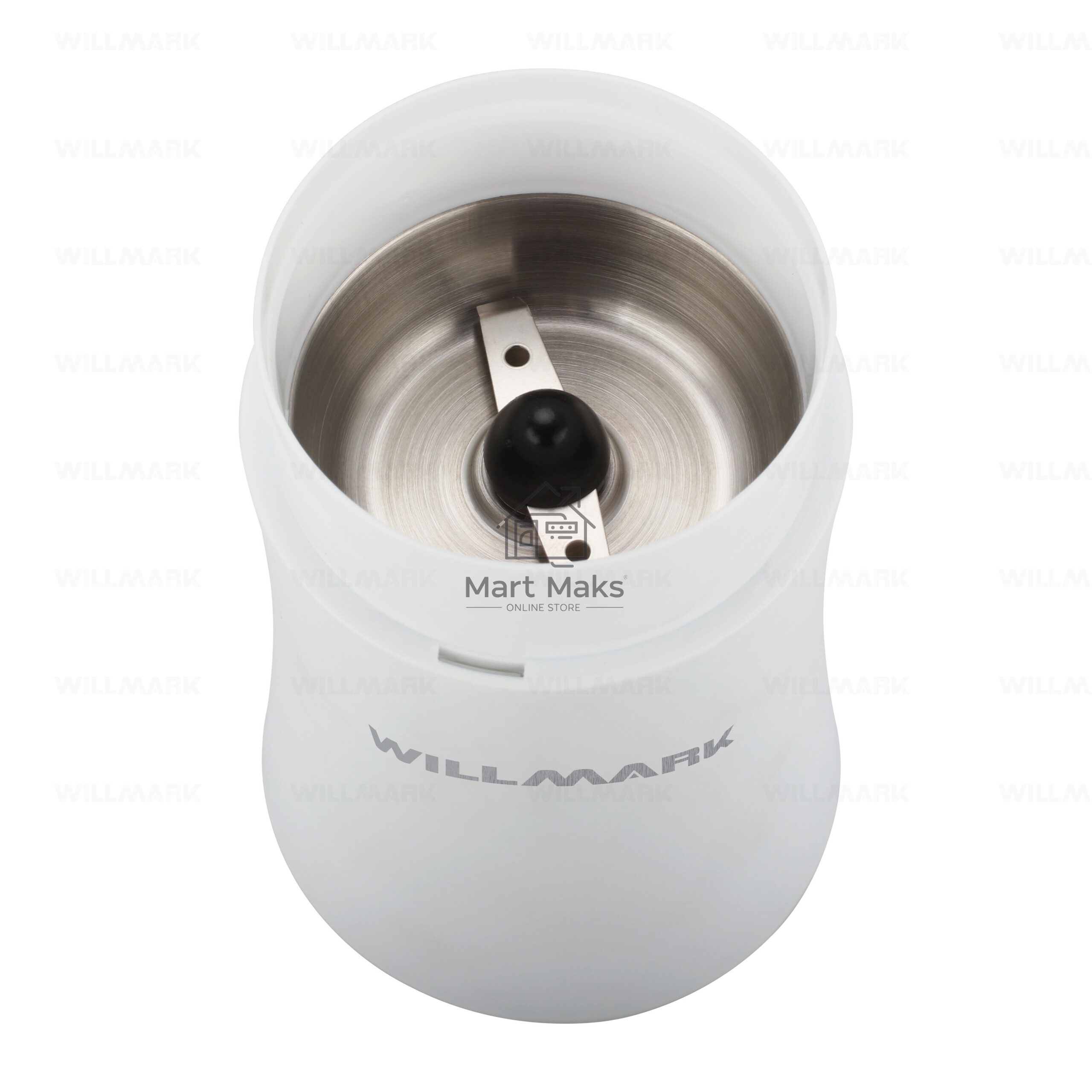 Кофемолка Willmark WCG-274 200 Вт, 100г., прозрачная крышка, ротационный нож, белый