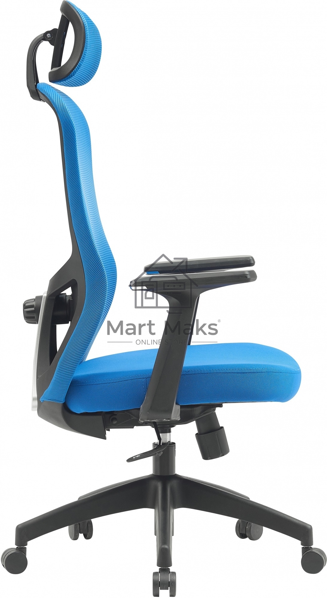Кресло компьютерное Cactus CS-MC515-BL темно-синий, сиденье темно-синий, сетка/ткань, с подголов. крестов. пластик, пластик черный