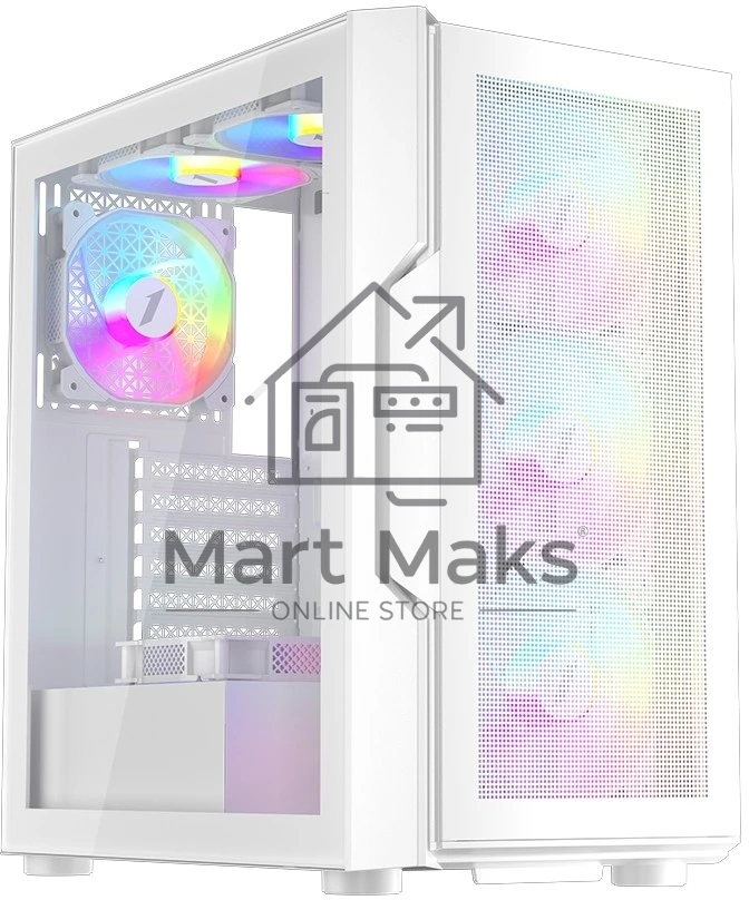 Компьютерный корпус 1STPLAYER TRILOBITE T7-P белый, ATX, 4x120мм LED fans