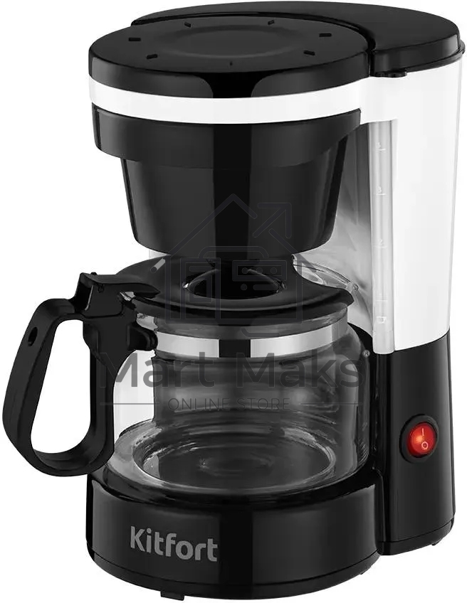 Кофеварка капельная Kitfort КТ-7486 черный/белый, исп. кофе - молотый, 0.6 л, 550 Вт