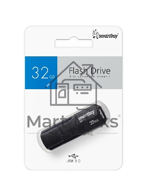 Флешка USB SmartBuy CLUE black (SB32GbCLU-K3), 32Gb, USB 3.0/3.1, R/W 70/25, черный
