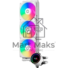 Система охлаждения/ PCCooler DA360 ARGB WH (280W, 360мм, белый, ARGB/ Fans: 3x120мм, 72.1CFM, 33.8dBA, 1800RPM/ Pump height 55мм, 28dBA, 3000RPM, Rad thickness 27мм/ S: 1851, 1700, 1200, 20XX, 115X, AM5, AM4)