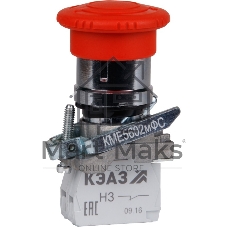 Кнопка КМЕ5602мФС-красный-0но+2нз-гриб-фикс-IP65-КЭАЗ