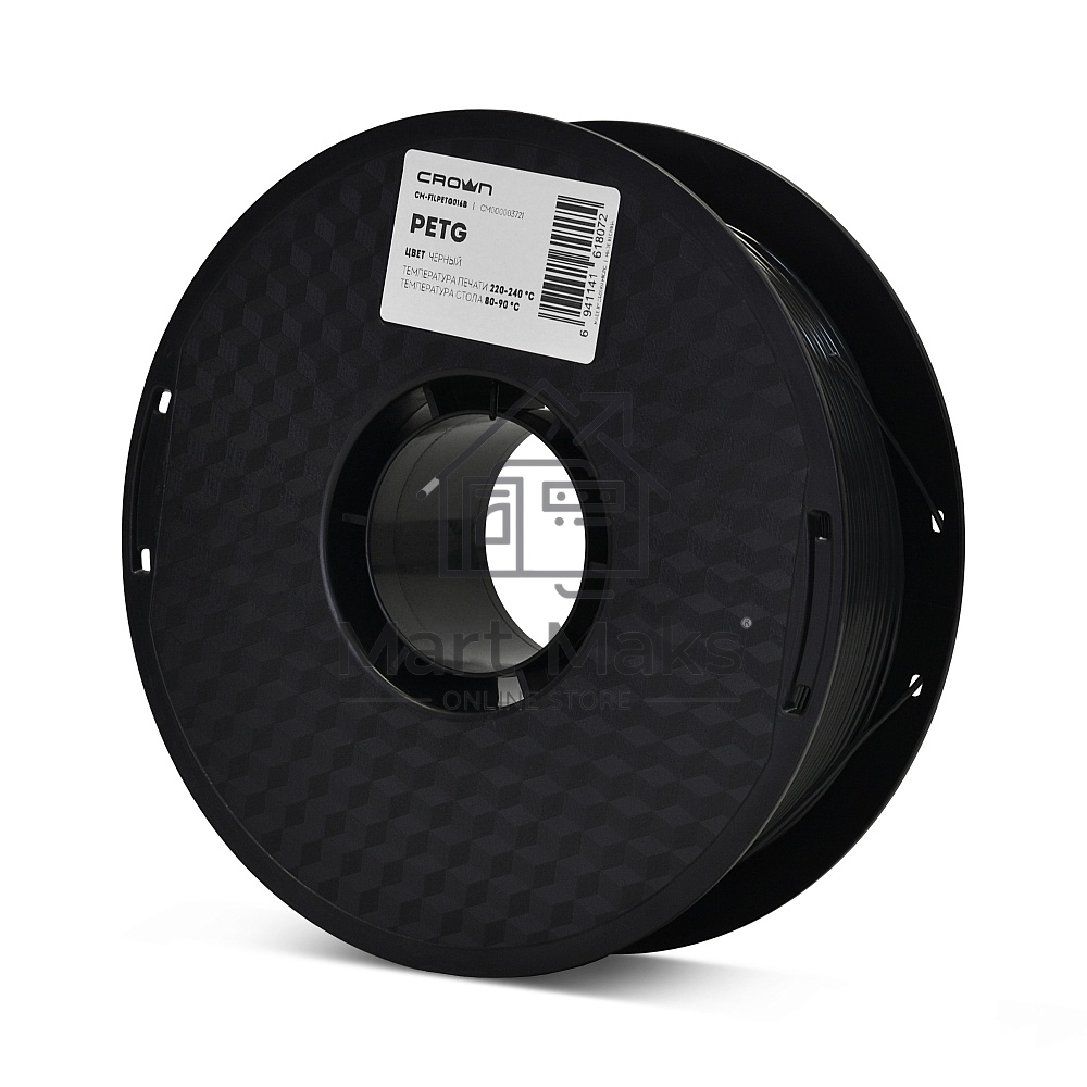 Филамент Crown Micro CM-FILPETG016B PETG 1.75 1кг чёрный