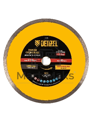 Диск алмазный сплошной Denzel супертонкий, 250 х 25,4 мм, горячее прессование, мокрое резание