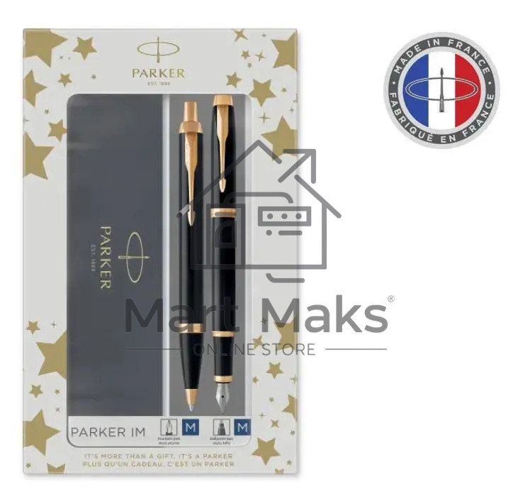 Набор ручек Parker IM Core FK221 CW2093216, Black GT, M, сталь нержавеющая, коробка подарочная, перьевая, ручка шариковая