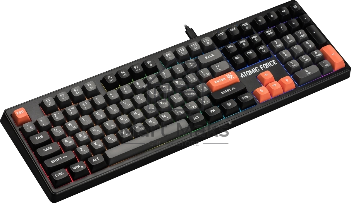Игровая клавиатура проводная Defender Atomic Force GK-005 RU,чер/сер,108кн+FN,радуж,1.5м