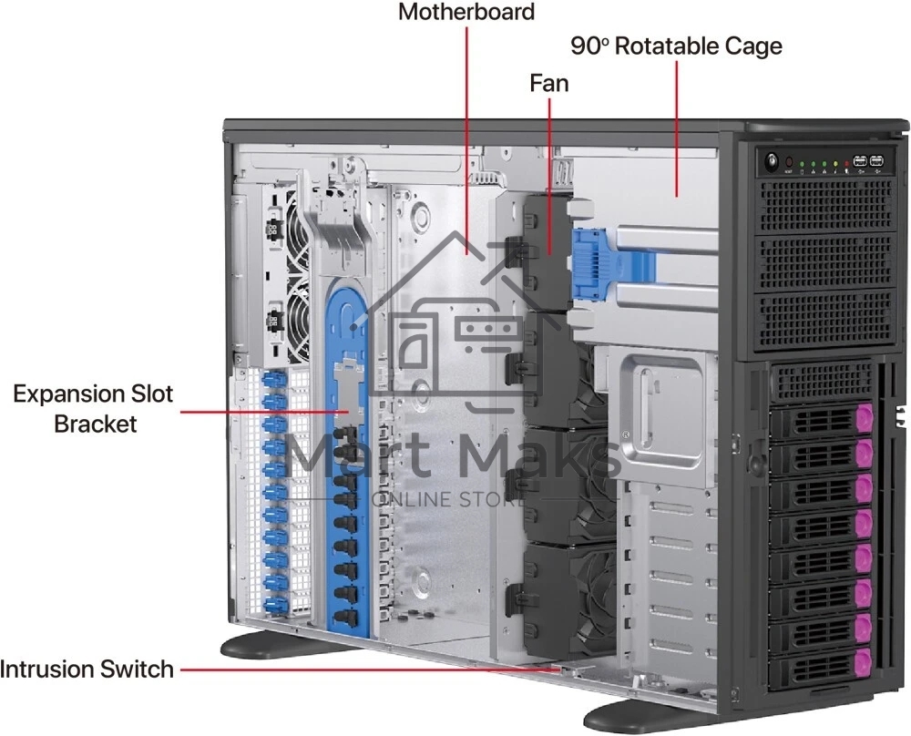 Серверный корпус 4U, ATX /E-ATX, Tower,8x3.5