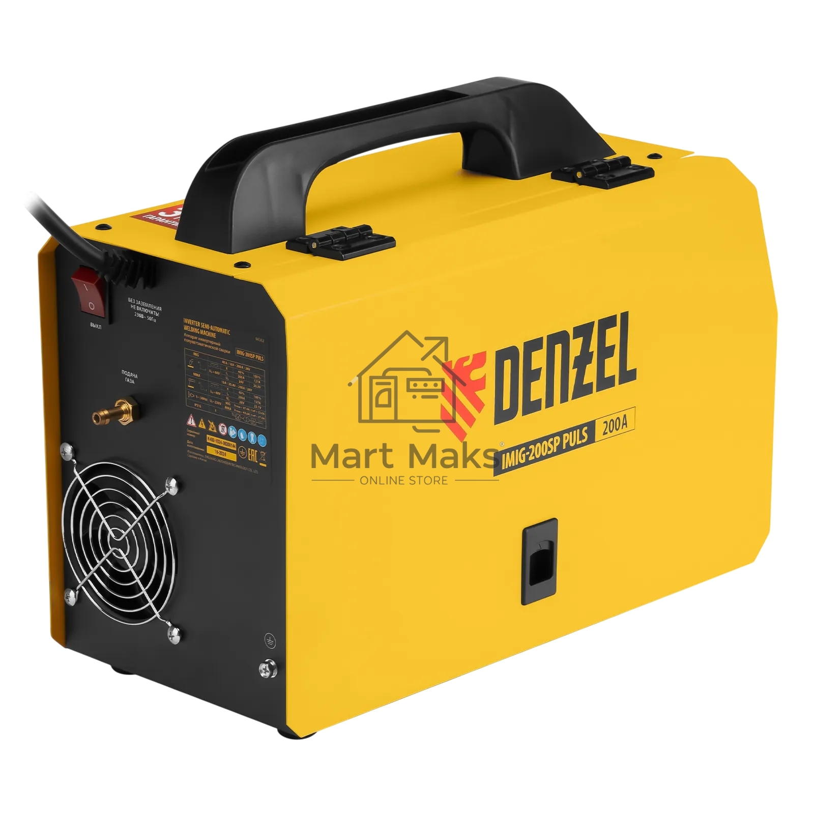 Аппарат инвертор. полуавтомат. cварки Denzel IMIG-200SP Pulse, 200 А, ПВ 60%, катушка 5 кг