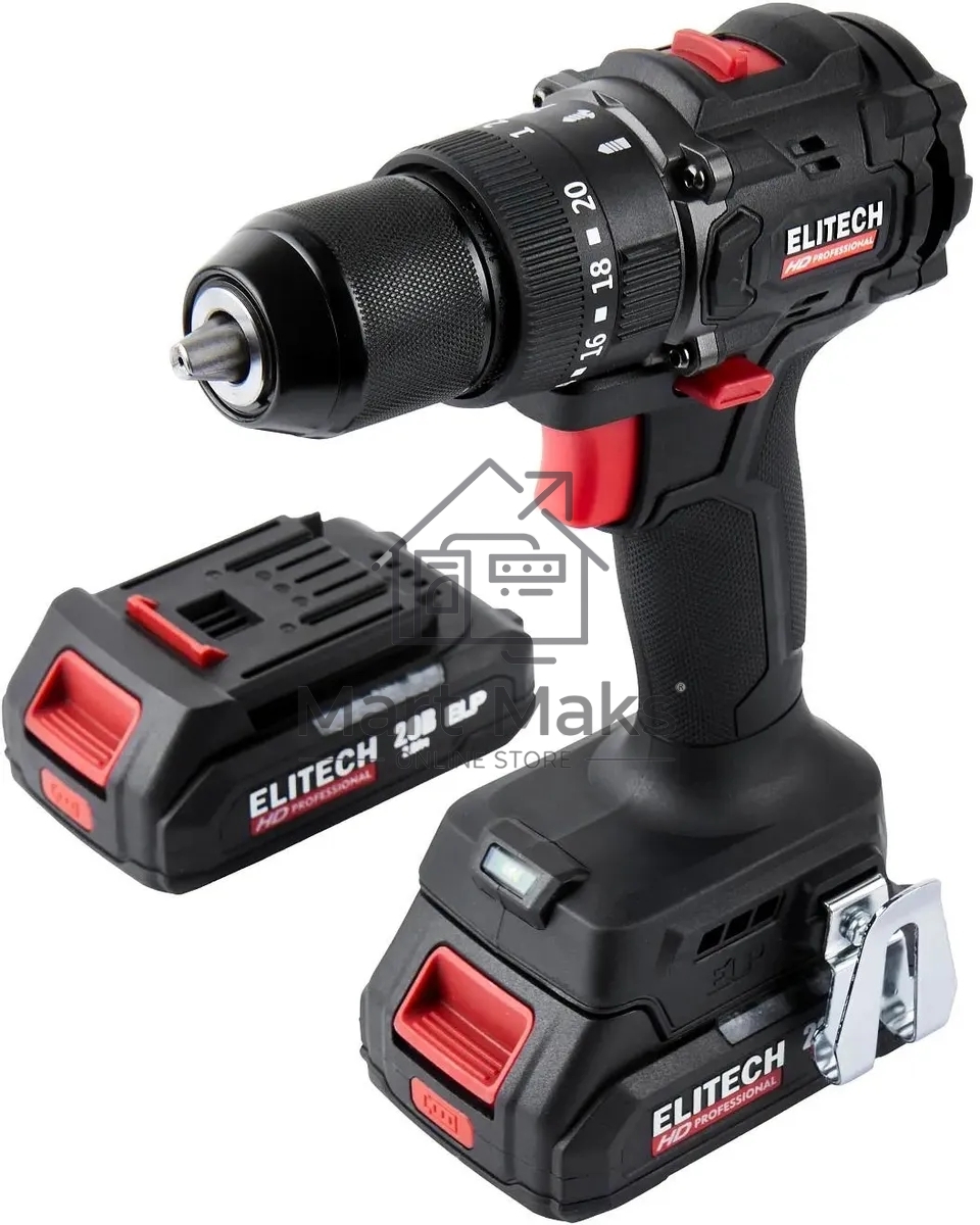 Дрель-шуруповерт Elitech CD 20ISL2 (E2201.041.01) 40Вт аккум. патрон:быстрозажимной (кейс в комплекте) (205722)