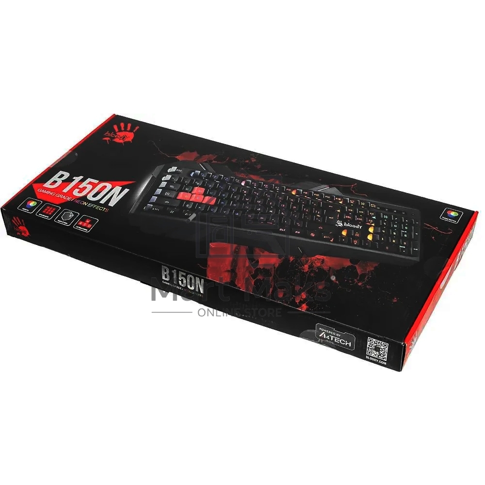 Клавиатура проводная A4tech B150N черный USB Gamer LED 1115067