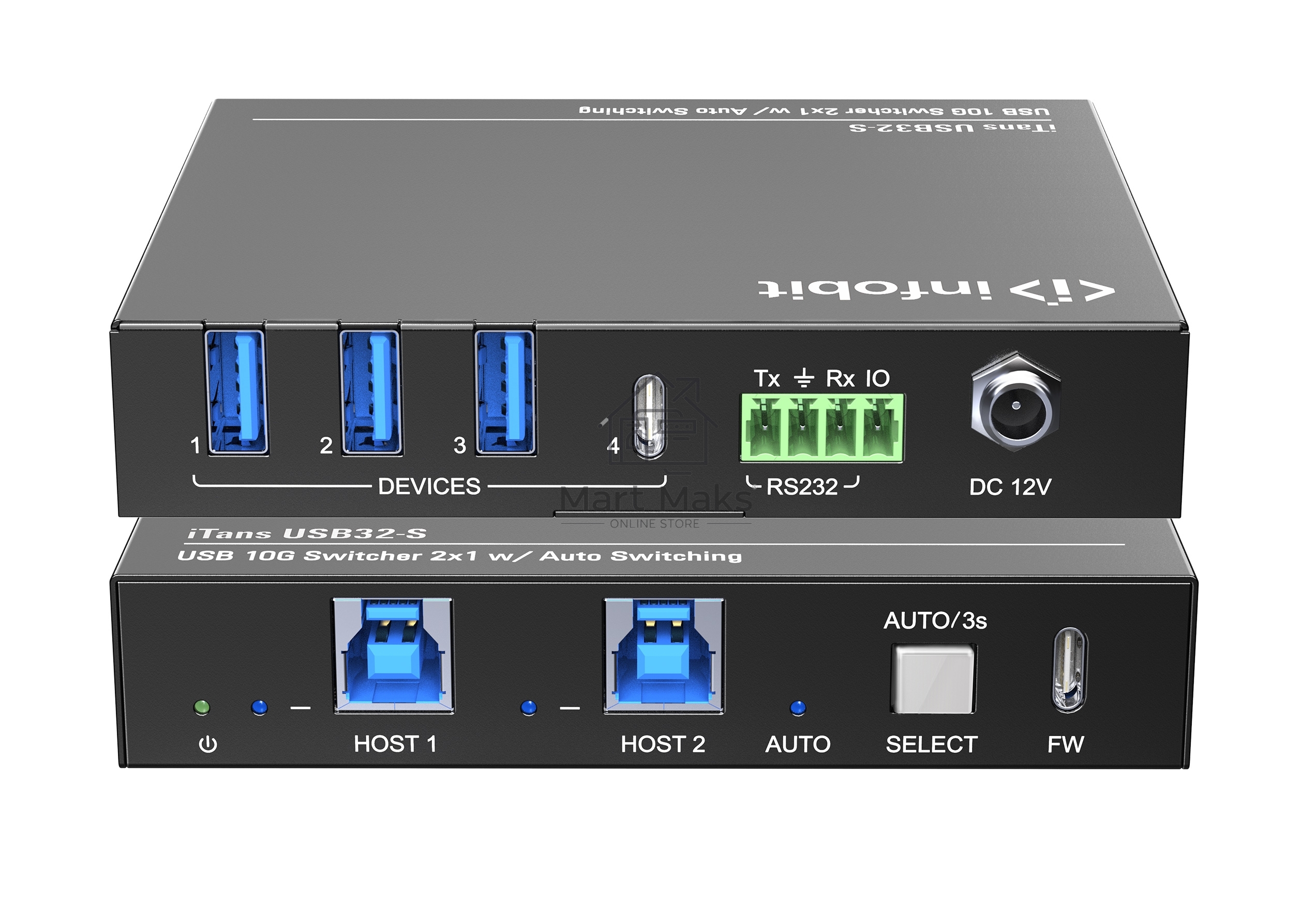 Коммутатор Infobit iTrans USB32-S USB 3.2 10 Гбит/с с автопереключением