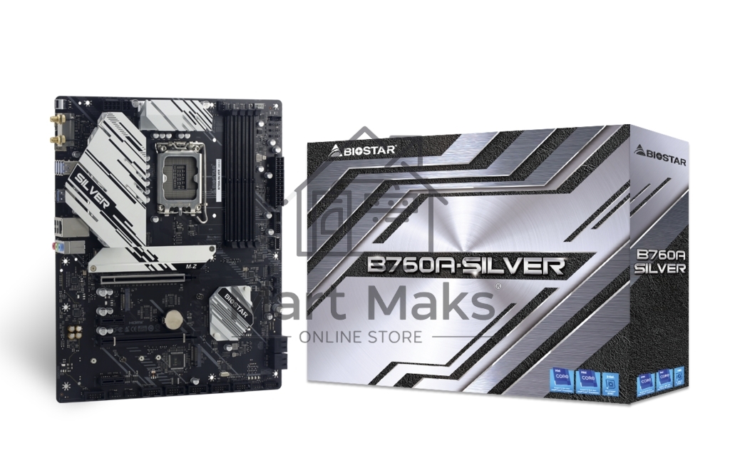 Материнская плата Biostar B760A-SILVER, LGA 1700, Intel B760, 4xDDR5, 4xSATA, 3xM.2, 1xPCIe 5.0 x16, 1xPCIe 4.0 x4, 2xPCIe x1, 1xHDMI, 1xDP, 1x 2.5Gb LAN, 5xUSB-A 3.2 Gen 2, 2xUSB-A 2.0, 1xUSB-C 3.2 Gen 2, 3x3.5 мм, 7.1, ATX