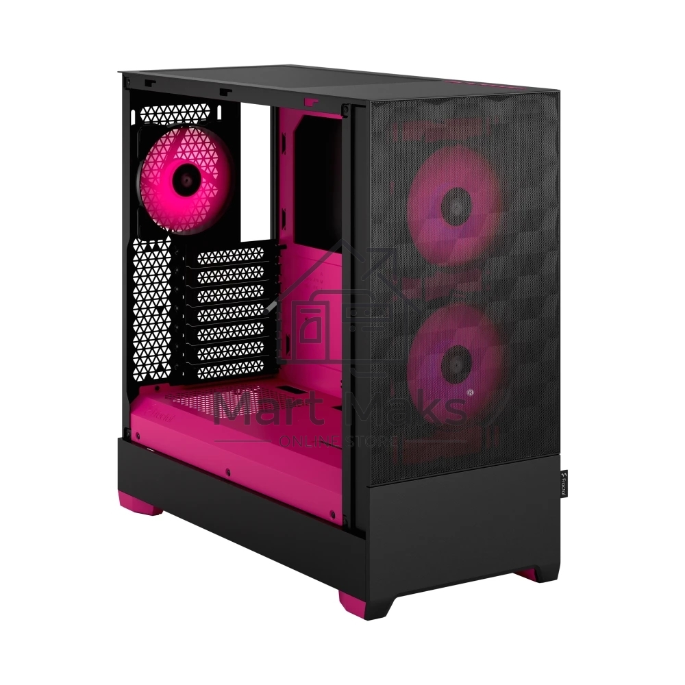 Корпус ПК без блока питания Fractal Design Pop Air RGB Magenta Core TG Clear Tint, Midi-Tower, 3x120mm RGB, 2xUSB-A 3.2 ATX, mATX, mITX черный/магента