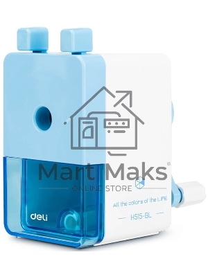 Точилка для карандашей механическая Deli EH515-BL, 1 отверстие, пластик, голубой/белый, пластиковый бокс