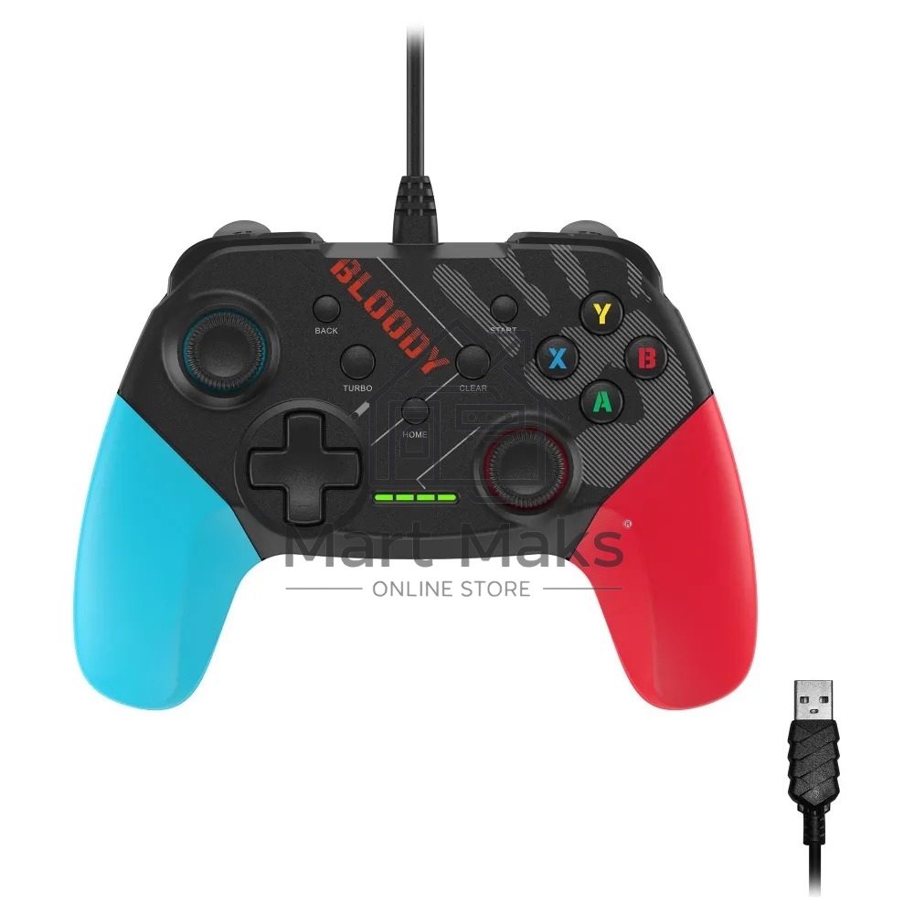 Геймпад A4Tech Bloody GP30 Sports черный/синий USB виброотдача обратная связь