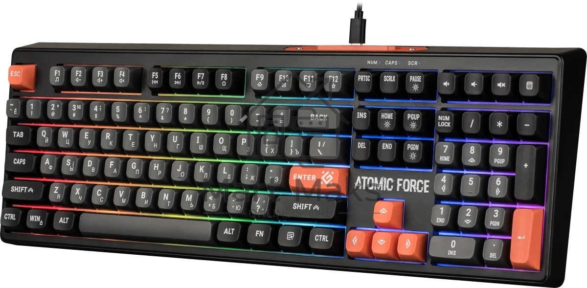 Игровая клавиатура проводная Defender Atomic Force GK-005 RU,чер/сер,108кн+FN,радуж,1.5м