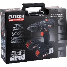 Дрель-шуруповерт Elitech CD 20ISL2 (E2201.041.01) 40Вт аккум. патрон:быстрозажимной (кейс в комплекте) (205722)