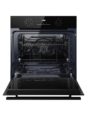 Духовой шкаф Kuppersberg HO 608 BB Glass, High-Tech, 78 л, поворотное управление, дисплей, таймер, 8 режимов, макс. температура 310 градусов, телескопические направляющие (на 1 уровень), цвет черный, цвет фурнитуры черный