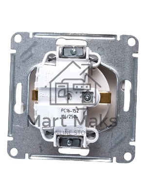 Механизм розетки 1-м СП W59 16А защ. шторки с заземл. белый SchE RS16-152-1-86