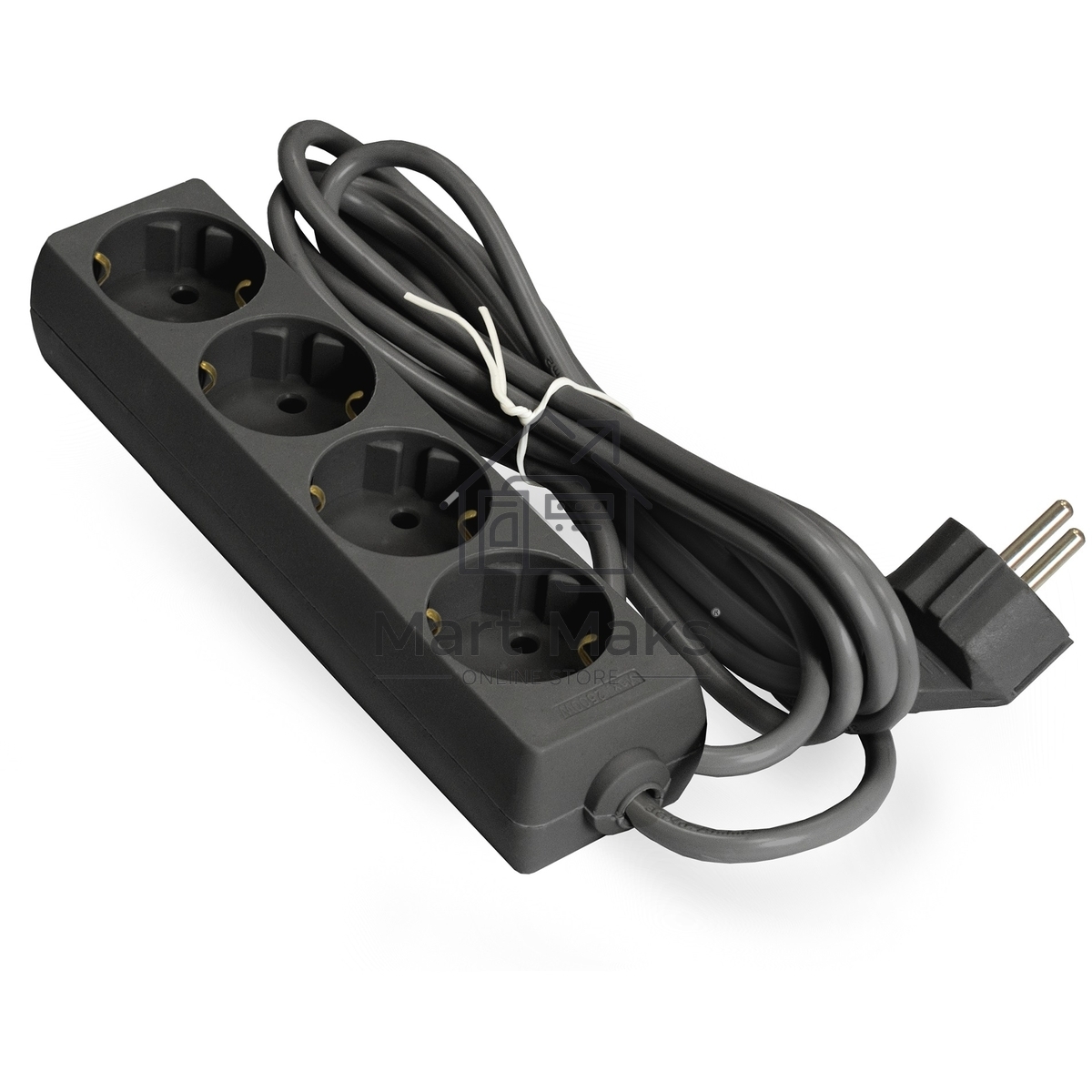 Удлинитель ExeGate ECE-4-3B (EX285813RUS), черный, 3 м, Евровилка с заземлением, 4 евророзетки с заземлением, 2200 Вт