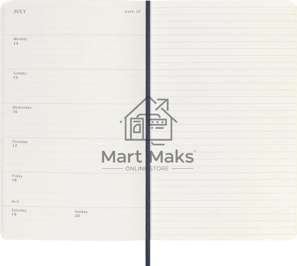 Еженедельник Moleskine ACADEMIC SOFT WKNT Large 130х210 мм, датированный на 18 месяцев, 208 страниц, мягкая обложка синий