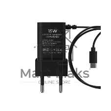 Сетевое зарядное устройство Maxvi A304T Type-C\USB 3A 15W + литой кабель Type-C 1.2м, черный