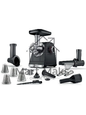 Мясорубка электрическая Bosch MFWS660B черный, 2100 Вт, 3.5 кг/мин, реверс, защита от перегрузки, насадки - 7