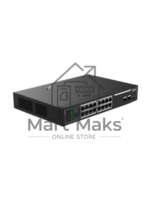 Неуправляемый 18-портовый коммутатор DAHUA DH-SF1018LP с РоЕ, 16xRJ45 100Mb PoE, 2xRJ45 1Gb, суммарно 135Вт, коммутация 7.2 Gbит/с, MAC-таблица 8К, металл